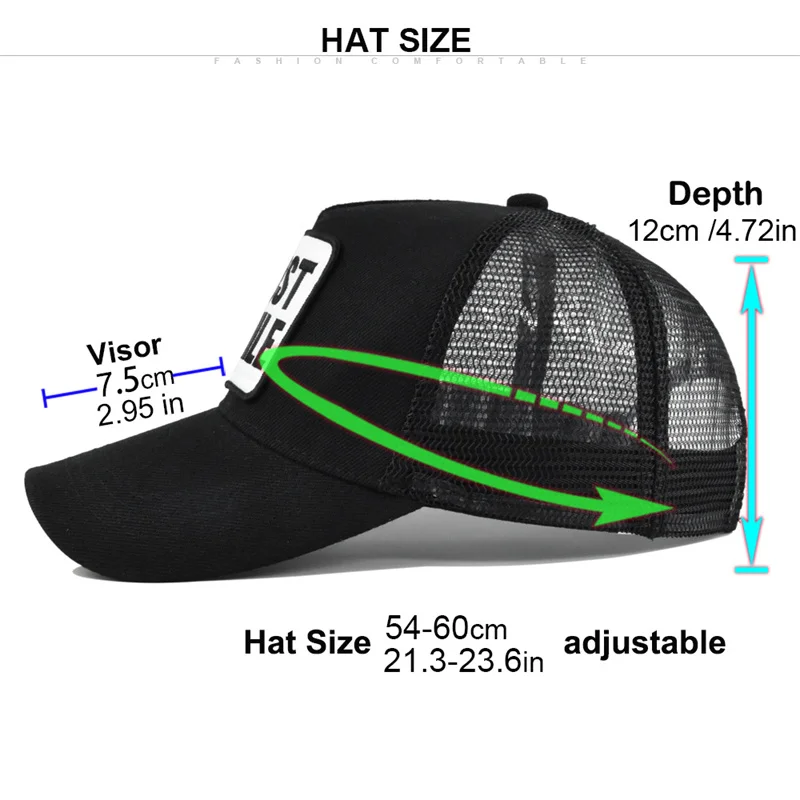 Fashion Letter Embroidery Baseball Caps Men Women Snapback Fishing Hats Mesh Sun Hat Spring Summer Outdoor Hip Hop Fitted Cap