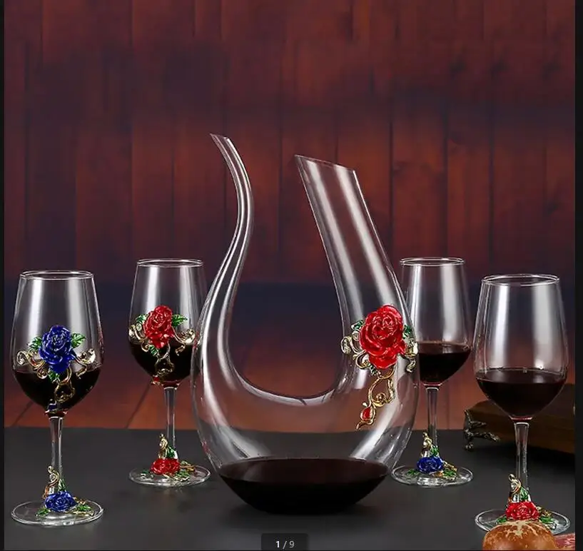 

Metal Crystal Glass Goblet Red Wine Set Decanter Dispenser Barware Bar Sets Drinkware Exquisite Gift