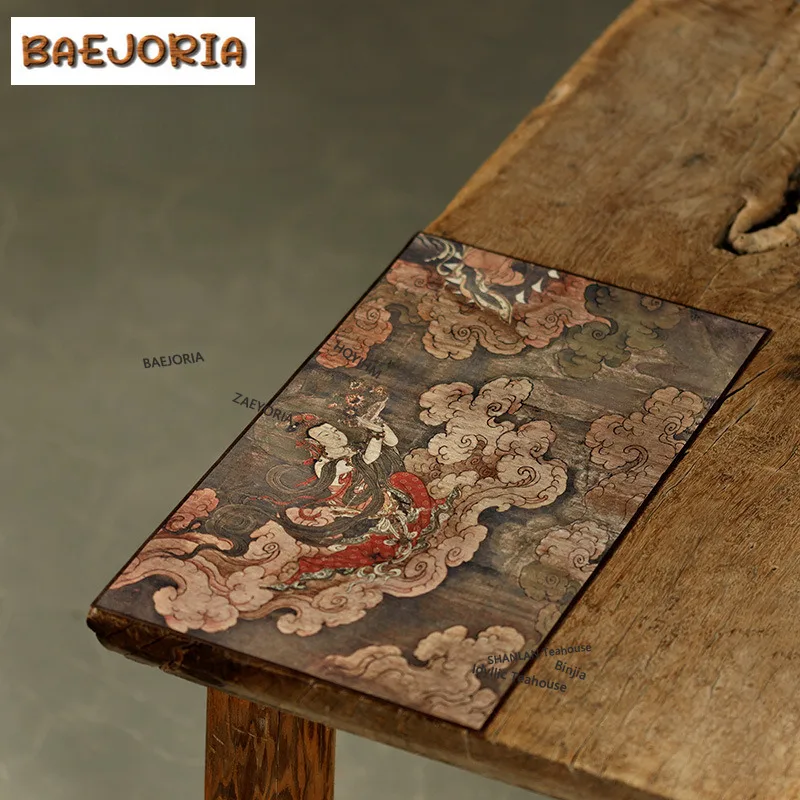 BAEJORIA Dunhuang Apsaras Lotus Tea Table Mats Aesthetic Drink Coaster Dinner Table Cloth Mat Tea Services Accessories Ornaments