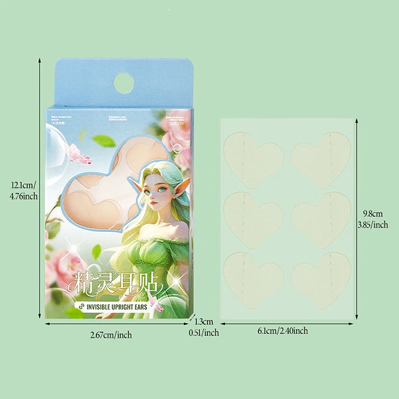 Adesivi per supporto per l'orecchio da elfo a forma di cuore Correttore per l'orecchio invisibile Toppe per supporto del lobo dell'orecchio Adesivi per il viso a V per il trucco dell'orecchio da elfo Facile da usare