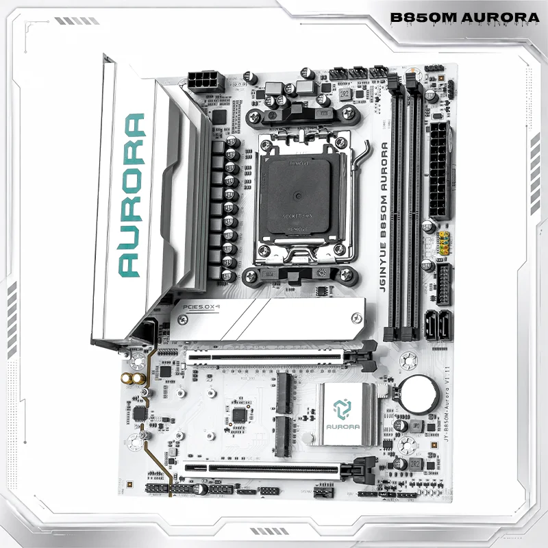 

JGINYUE B850M AURORA B850 Motherboard M-ATX For AMD Ryzen 7000 8000 9000 series R7-9850X3D DDR5 RAM PCIe 5.0 Triple M.2 2.5G LAN