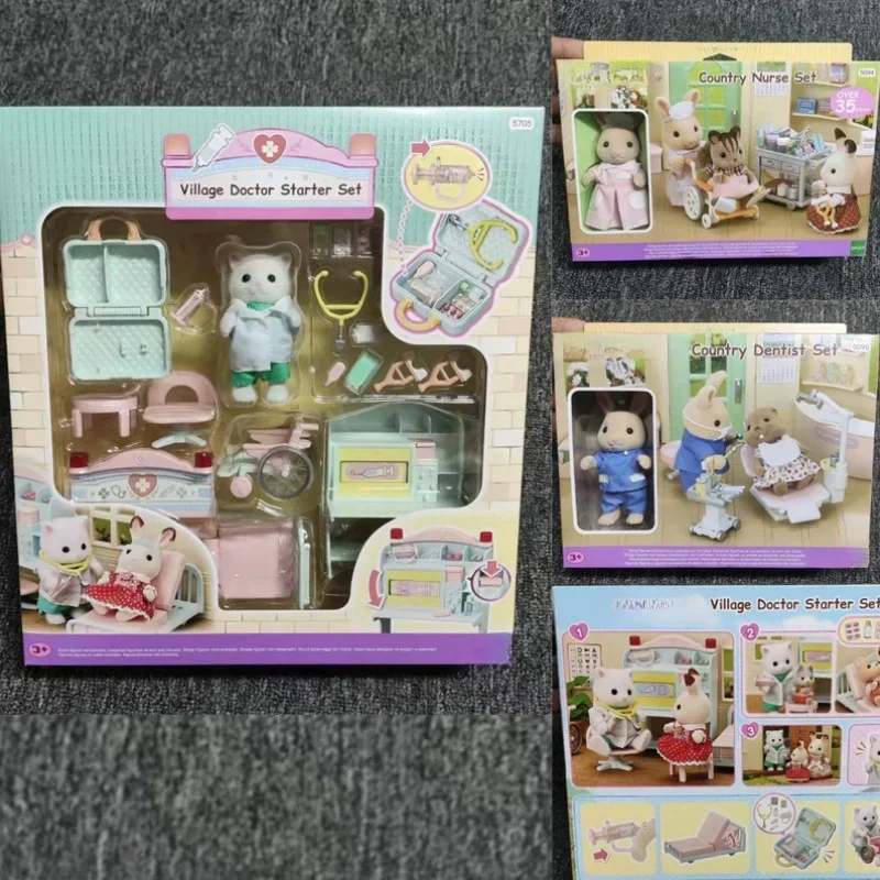 Original Sylvanian Families Baby Family Forest Clinic Series Family Shiba Dog Family Doll Toy Birthday Gift