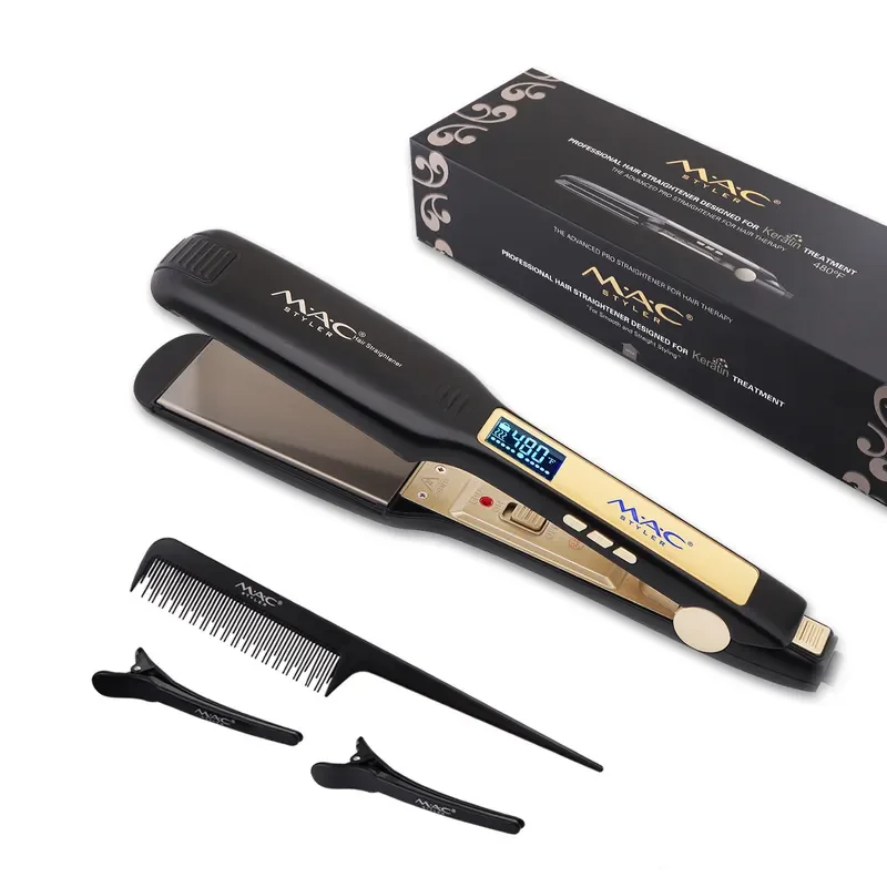 Professional Button Model, Temperature Adjustment Titanium Plate LCD Screen 360 ° Rotating Line Wholesale Hair Straightener