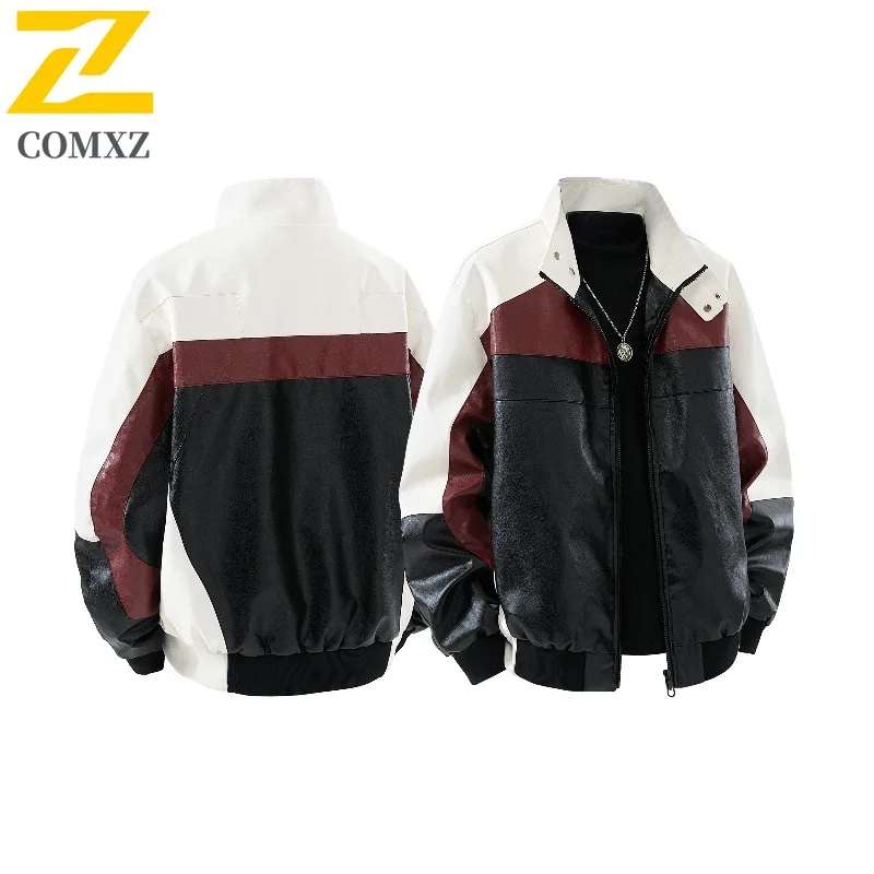 COMXZ High Quality Biker Jacket Minimalist American Comfortable Travel Work Jackets Leather Wear Resistant Coat Men's Clothing