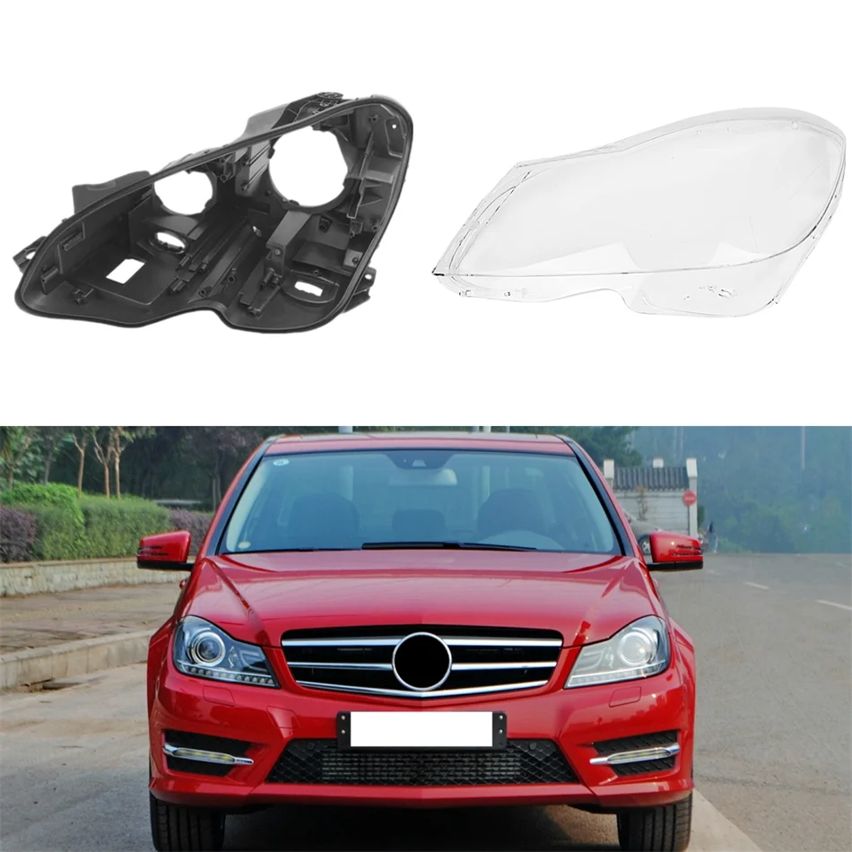 

For Mercedes Benz C Class W204 2011 2012 2013 C180 C200 C260 Car Base Head Lamp Shell Headlight Base Glass Lens