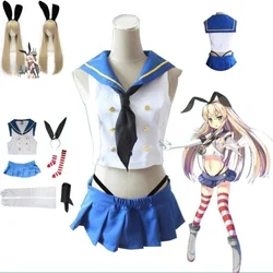 Anime Kantai Collection Shimakaze Cosplay Clothing Women's Sailor Suit Sexy Summer Suit Full Halloween Party Performance Dress