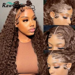 Cor marrom do chocolate 13x6 perucas de cabelo humano da parte dianteira do laço para as mulheres encaracolado hd peruca frontal do laço transparente cabelo virgem brasileiro