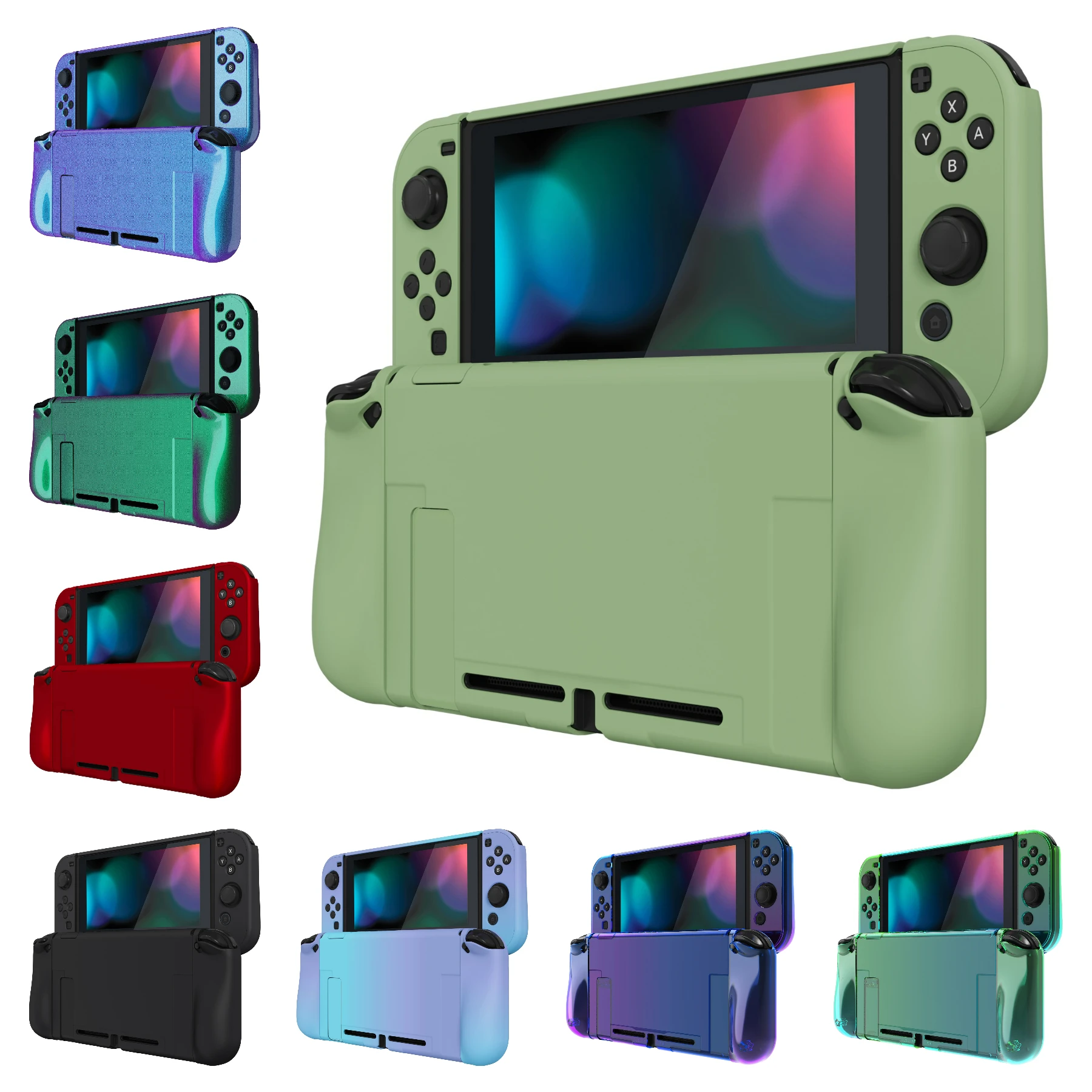 

PlayVital UPGRADED Dockable Case Grip for Nintendo Switch, Ergonomic Protective Cover for Joycon - 12 Colors