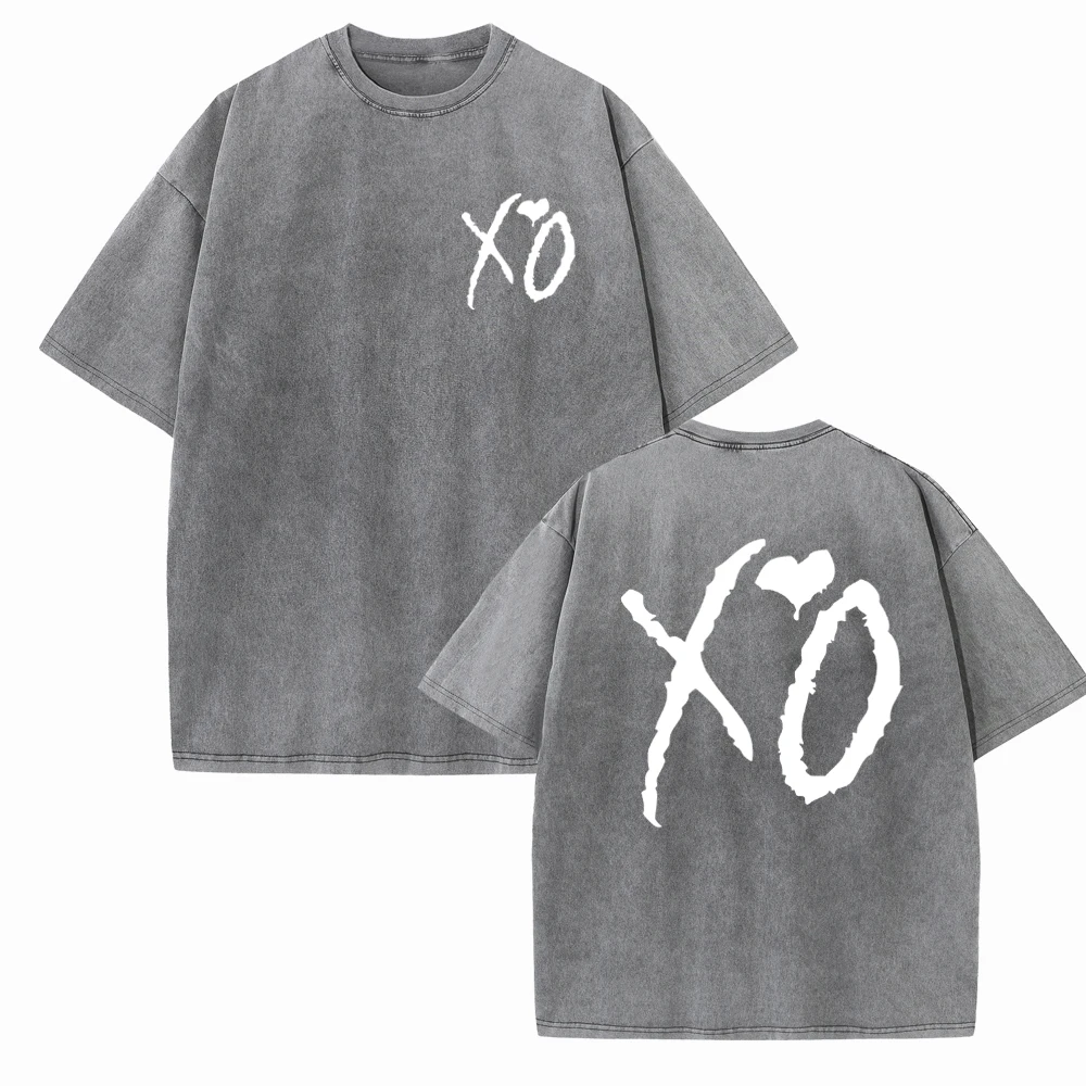 The Weeknd XO Washed T-shirt The Weeknd Merch Unisex Casual Harajuku Short Sleeve Tshirts