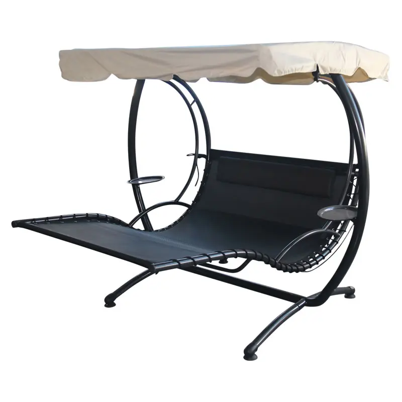 

Hot Sale Big Swing Lounger Waterproof Double Hammock Rocking Lounger Chair Sun Bed with Canopy and Headrest