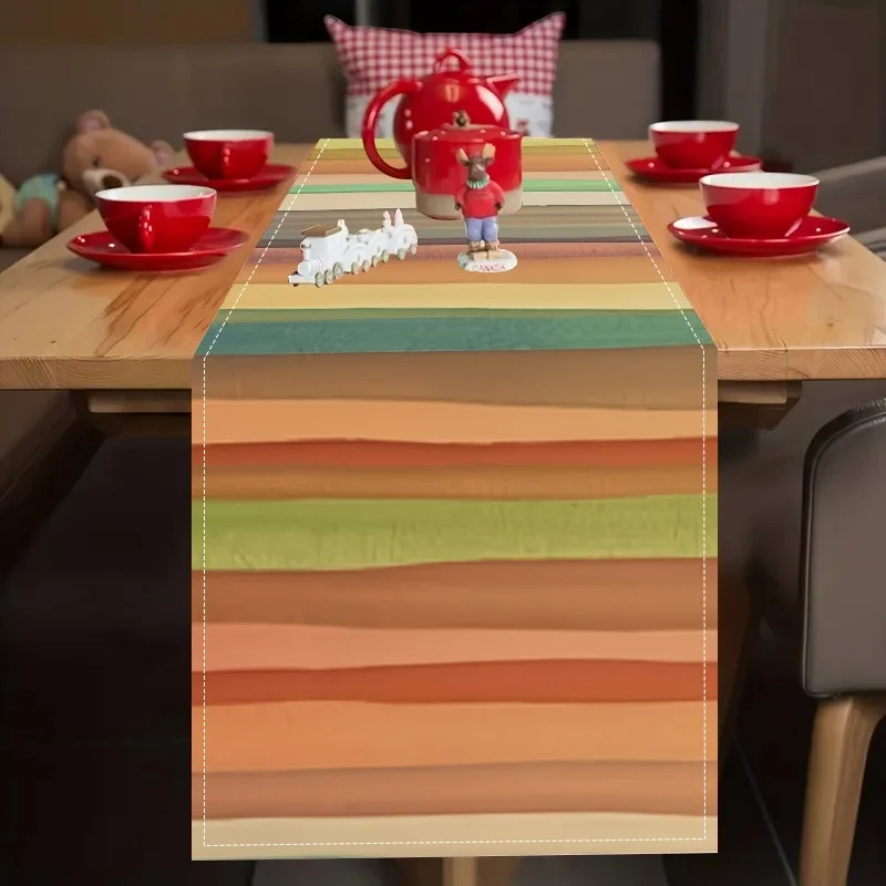 1 Piece Gradient Striped Table Runner, Suitable for Farmhouse, Indoor, Kitchen, Celebrations, Table Decoration, Restaurant and Banquet Decoration Supplies