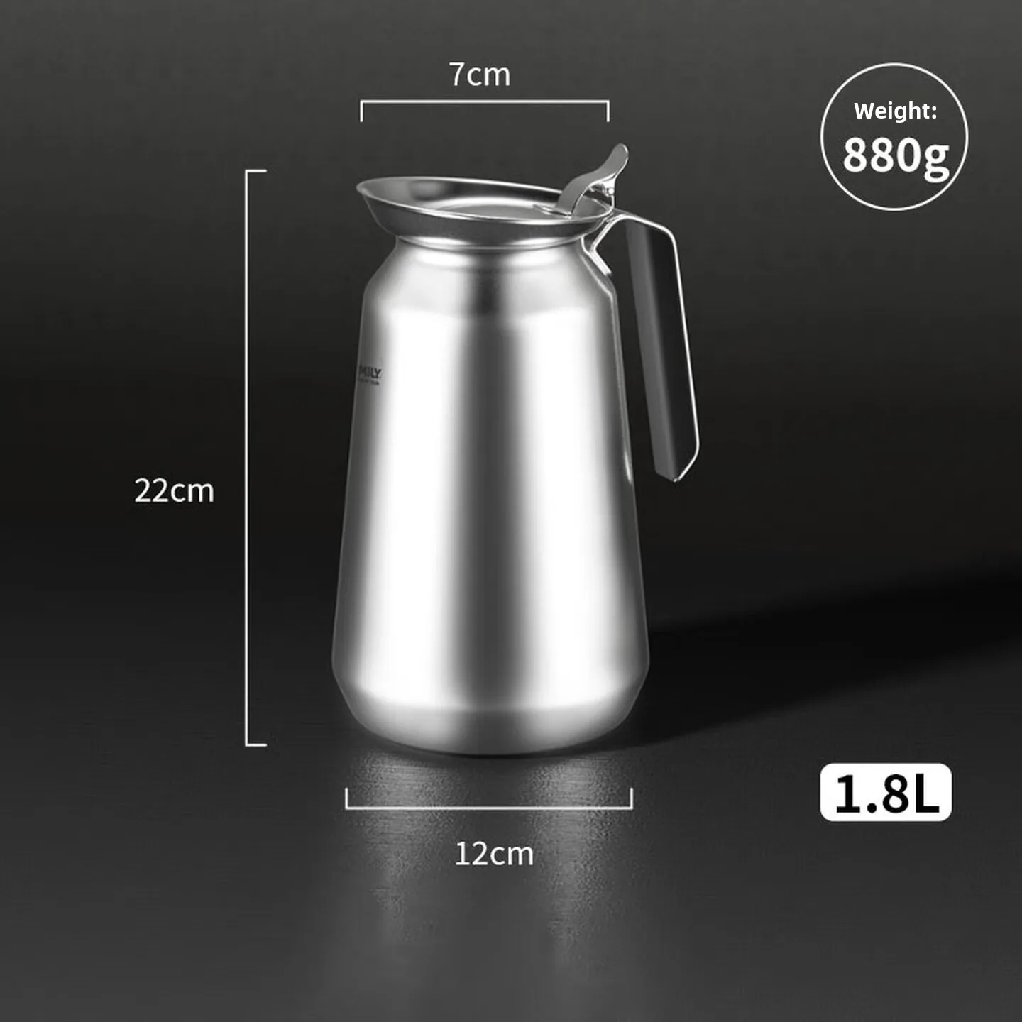 1.8L 316 Stainless Steel Thermal Carafe Large Capacity Insulated Tea Pot with Wide Mouth Easy Clean Corrosion Resistant Body