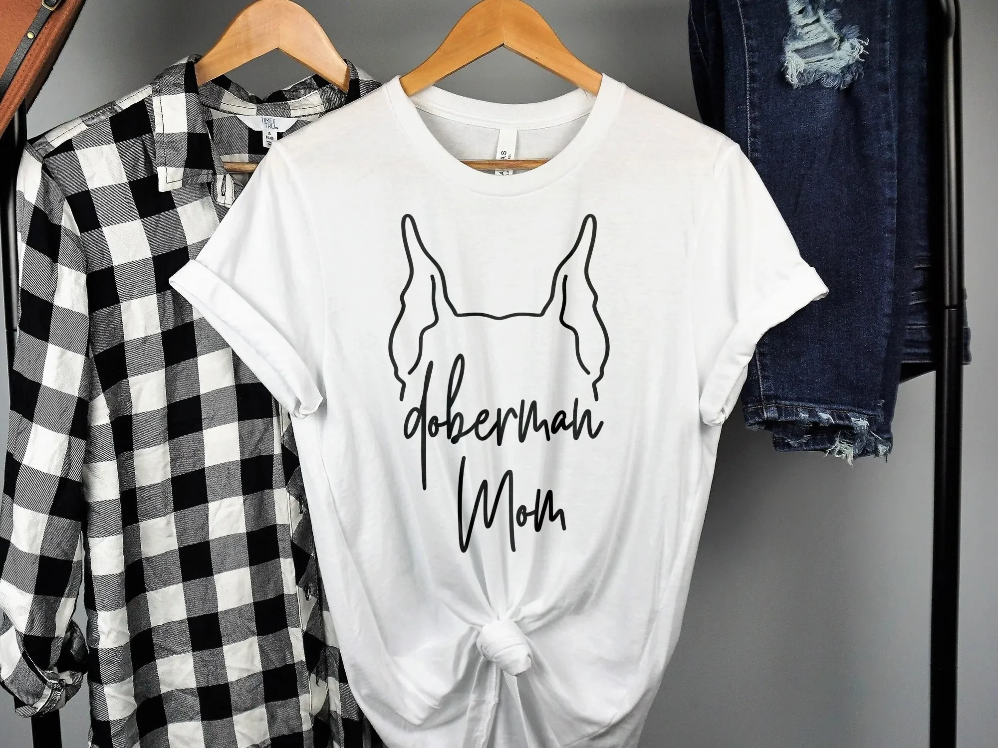 Camiseta sin mangas para amantes de los perros, diseño minimalista, para mamá de Doberman, para ella, para bebé de peluche