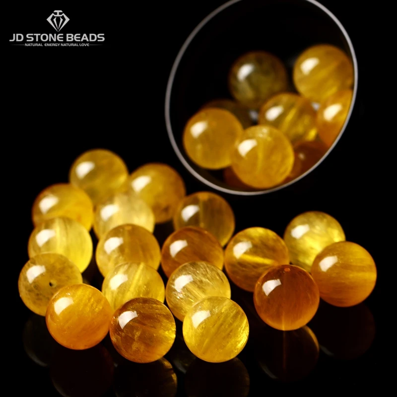 

1 Pc 7A Natural Striated Yellow Fluorite Bead Round Loose Spacer Gems Bead For Jewelry Making Diy Necklace Bracelet Accessory
