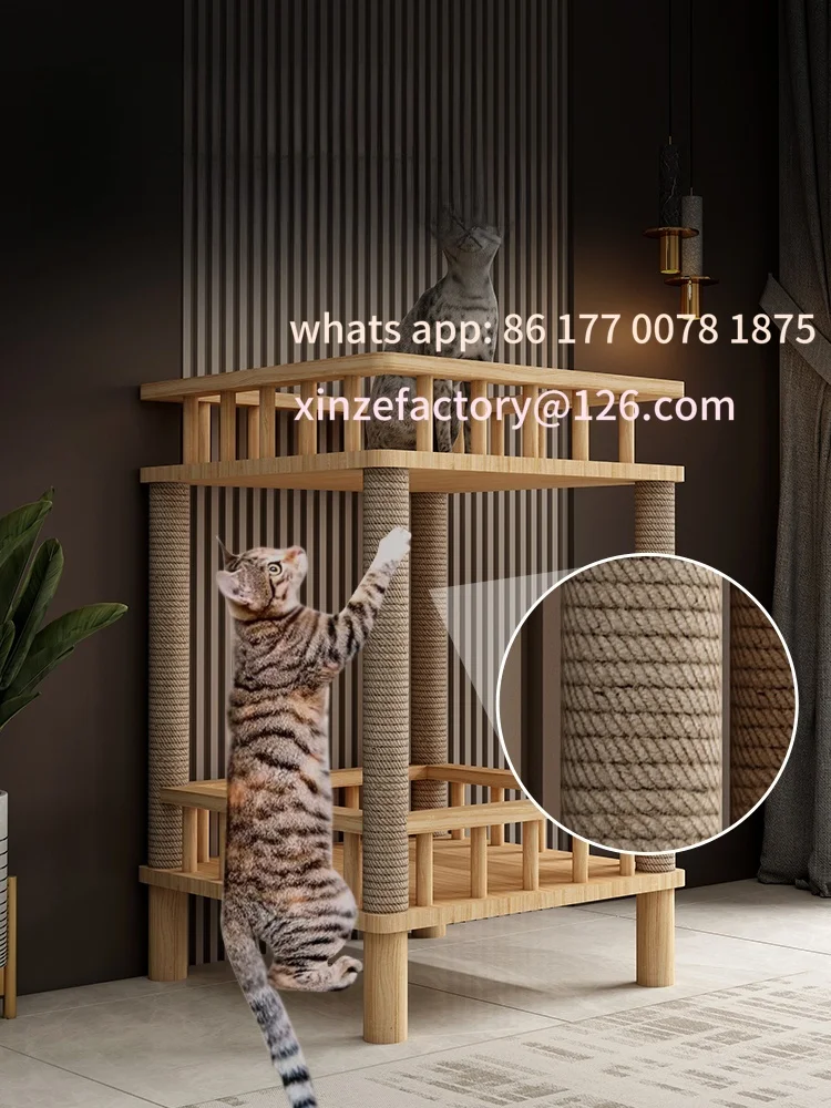 

Customizable Space Saving Multi- Wooden Tree Scratch Post Storage Cabinet Inteated Design Small Home Friendly Multi-S