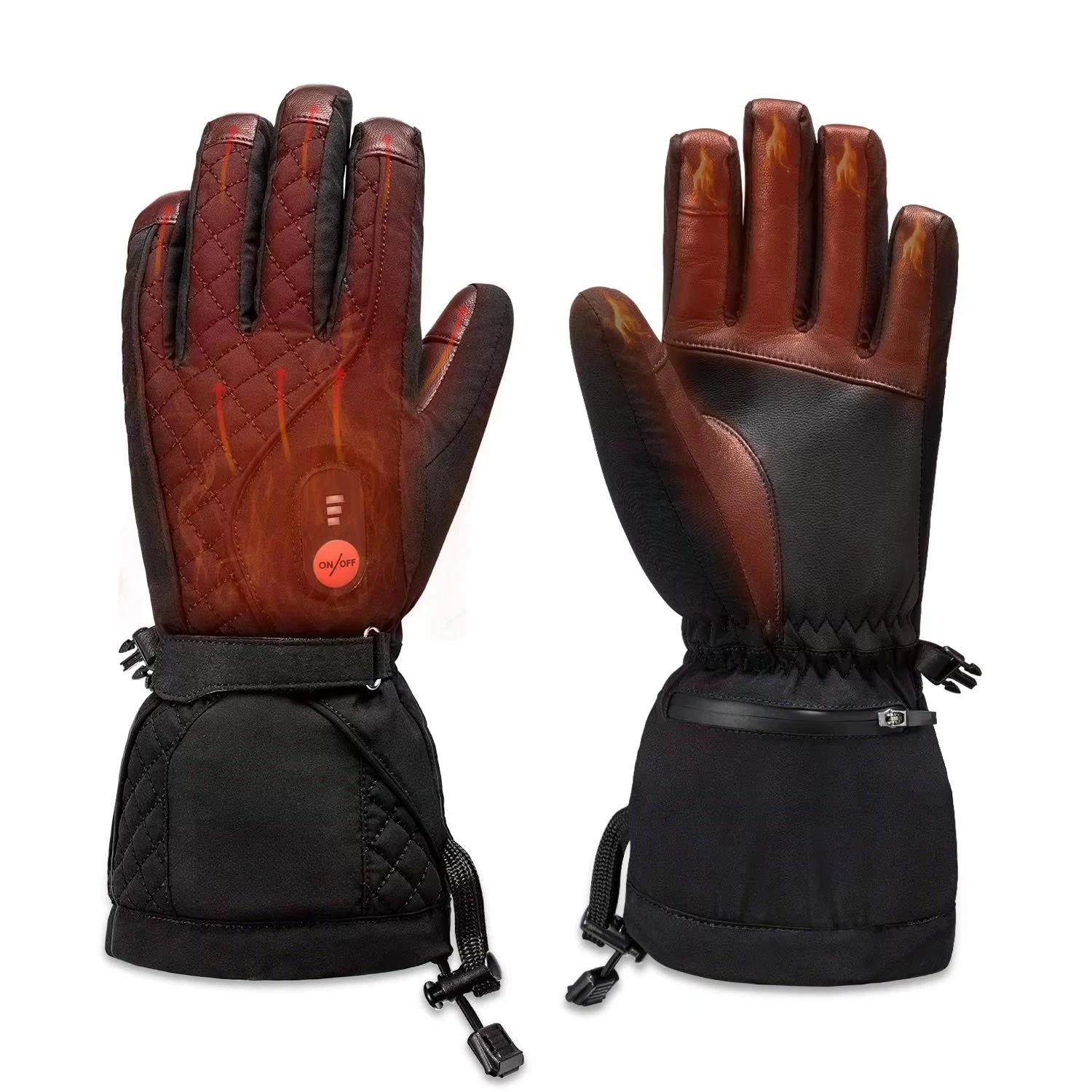 Heated Ski Gloves Battery Waterproof - ถุงมือสกีไฟฟ้าแบบเต็มนิ้ว ใช้ได้ทั้งชายและหญิง ปรับแต่งได้ กันน้ำ สำหรับฤดูหนาว แบตเตอรี่แบบชาร์จได้