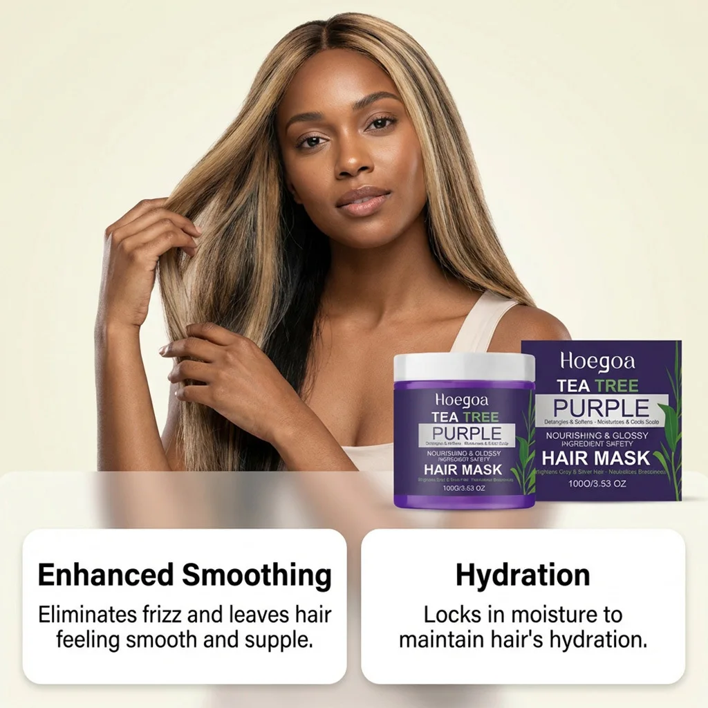 

Purple Tea Tree Hair Mask, Light Texture, Mild Moisturizing, Moisturizing and Shiny Hair Daily Care