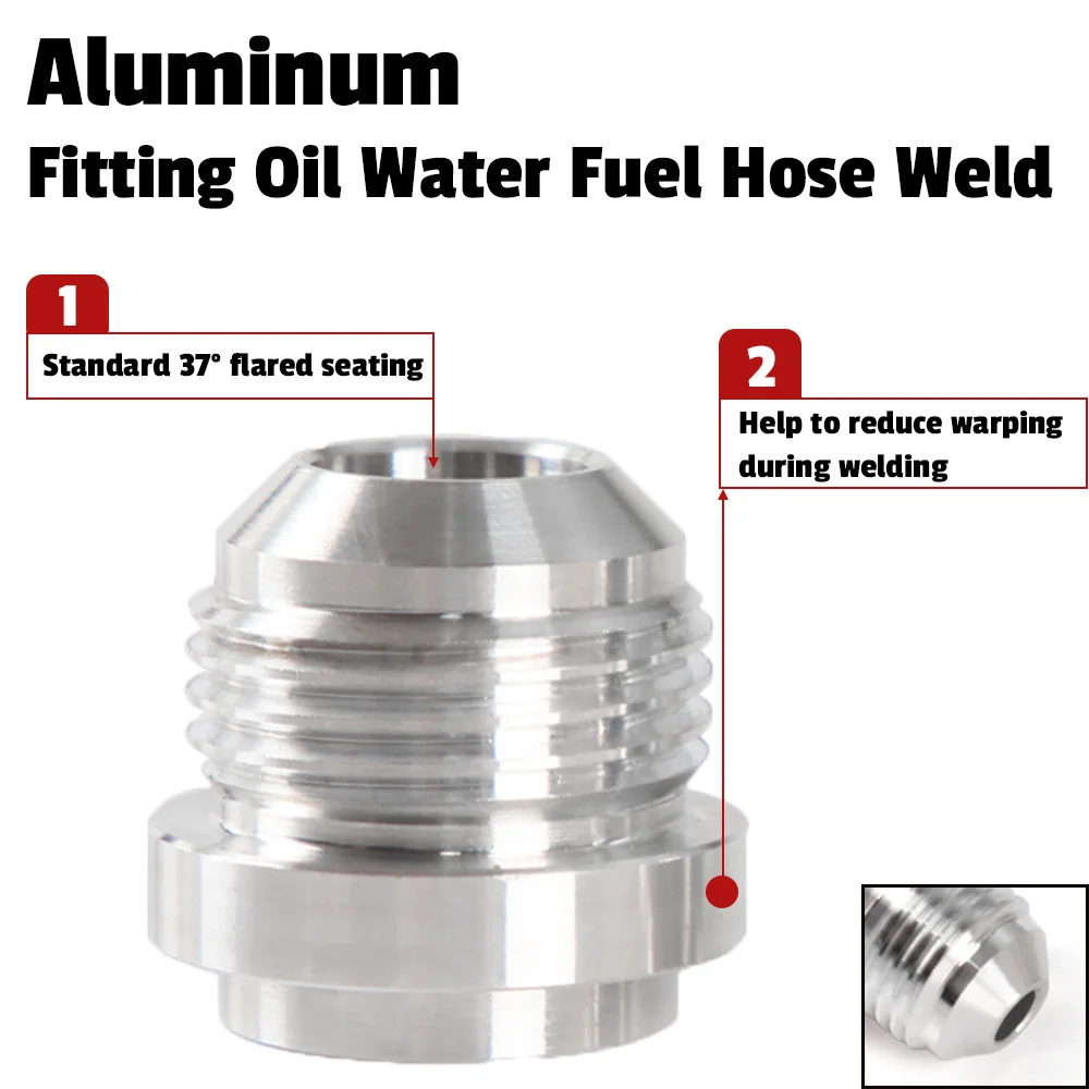 AN3 4AN 6AN 8AN 10AN 12AN 16AN 20AN Male Weld On Fitting Adapter Weld Bung Aluminum Hose Straight Thread Connector Silver