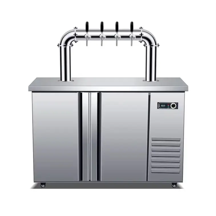 Heavy Duty 4 6 8 Tap Beer Dispenser Keg Cooler Stainless Steel Draft Refrigerator for Outdoor Event Mobile Bar Service