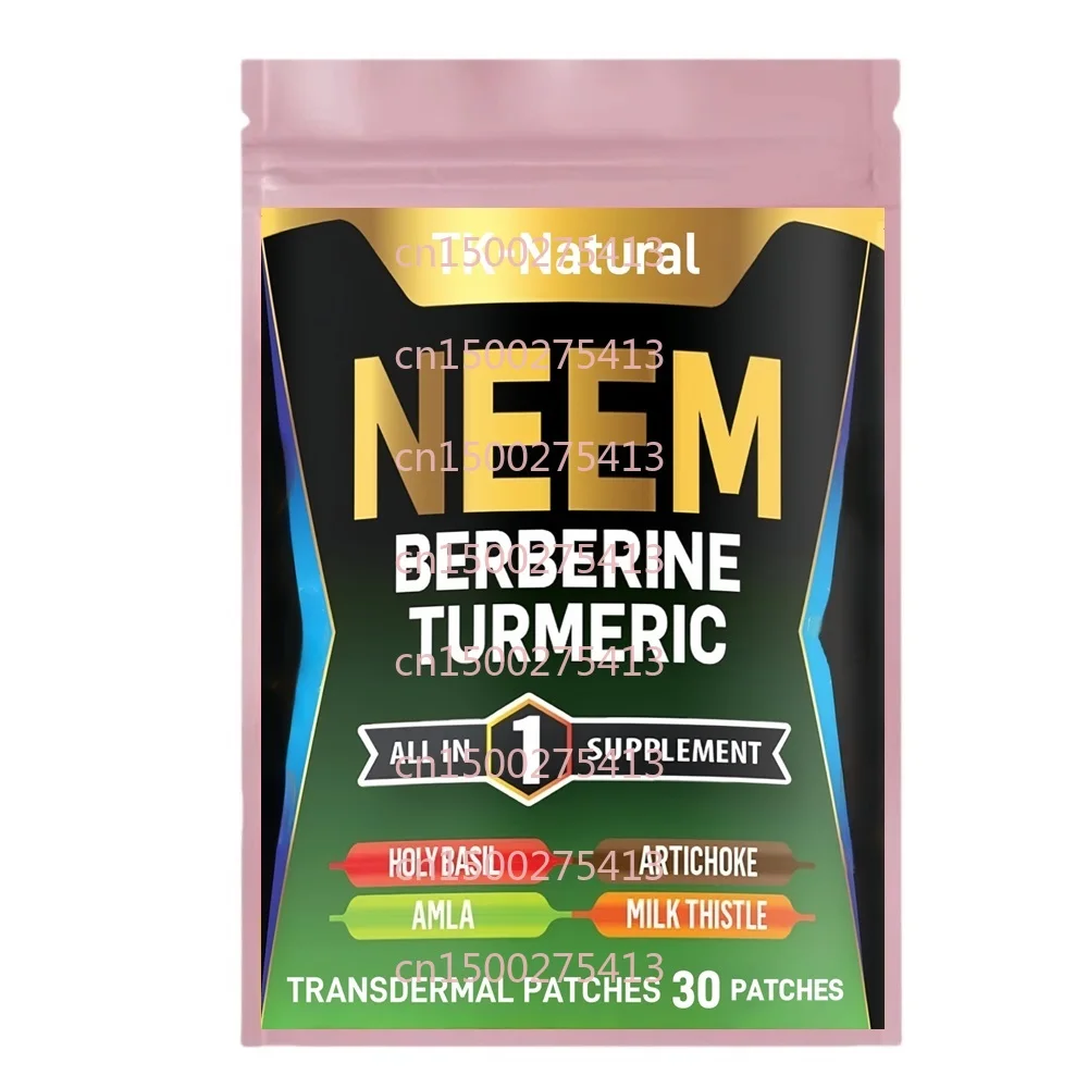

30 патчей Neem Leaf Transdermal Patches с берберской, куркумой, Holy Basil, Amla, Artichoke, Milk Thistle - поддержка иммунитета