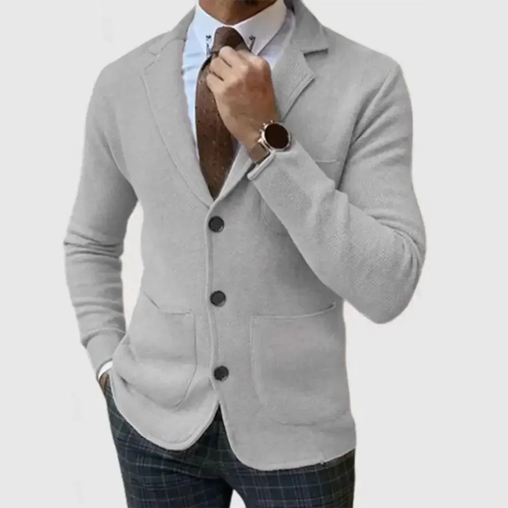 Men Slim Fit Suit Coat Men's Slim Fit Lapel Suit Coat with Pockets Solid Color Single Breasted Jacket for Office Outwear Formal