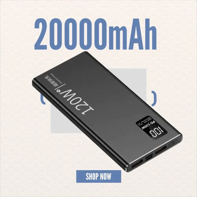 

Сертифицированный 3C внешний аккумулятор 120W с быстрой зарядкой и большой емкостью 20000 мАч