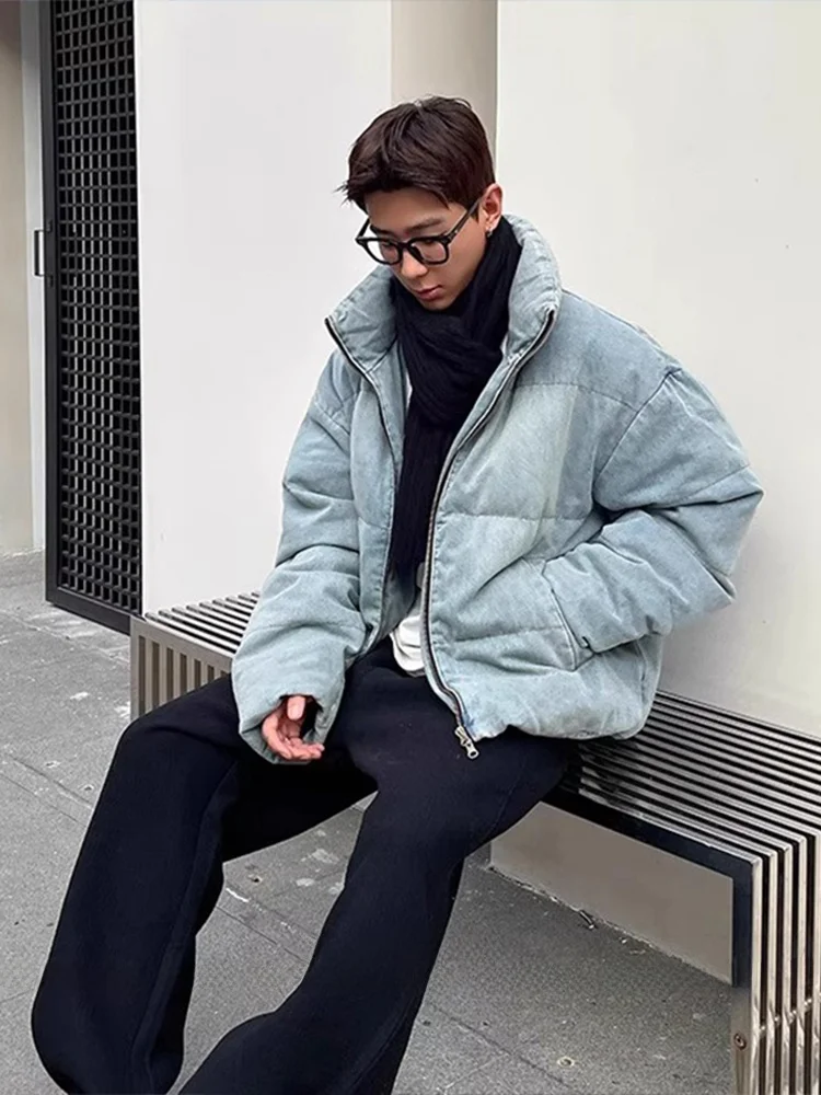 

Джинсовая хлопковая куртка Waed, свободная посадка, теплая зимняя верхняя одежда для мужчин, повседневная однотонная одежда Stand Edition