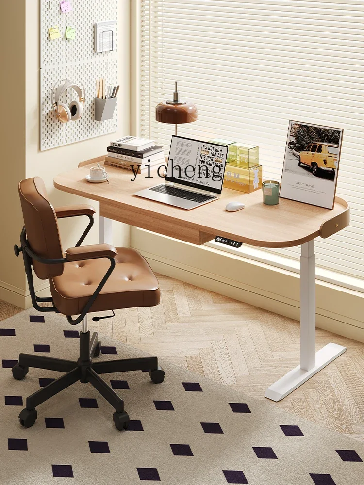 solid wood electric lifting intelligent e-sports computer desk lifting office adjustable study table