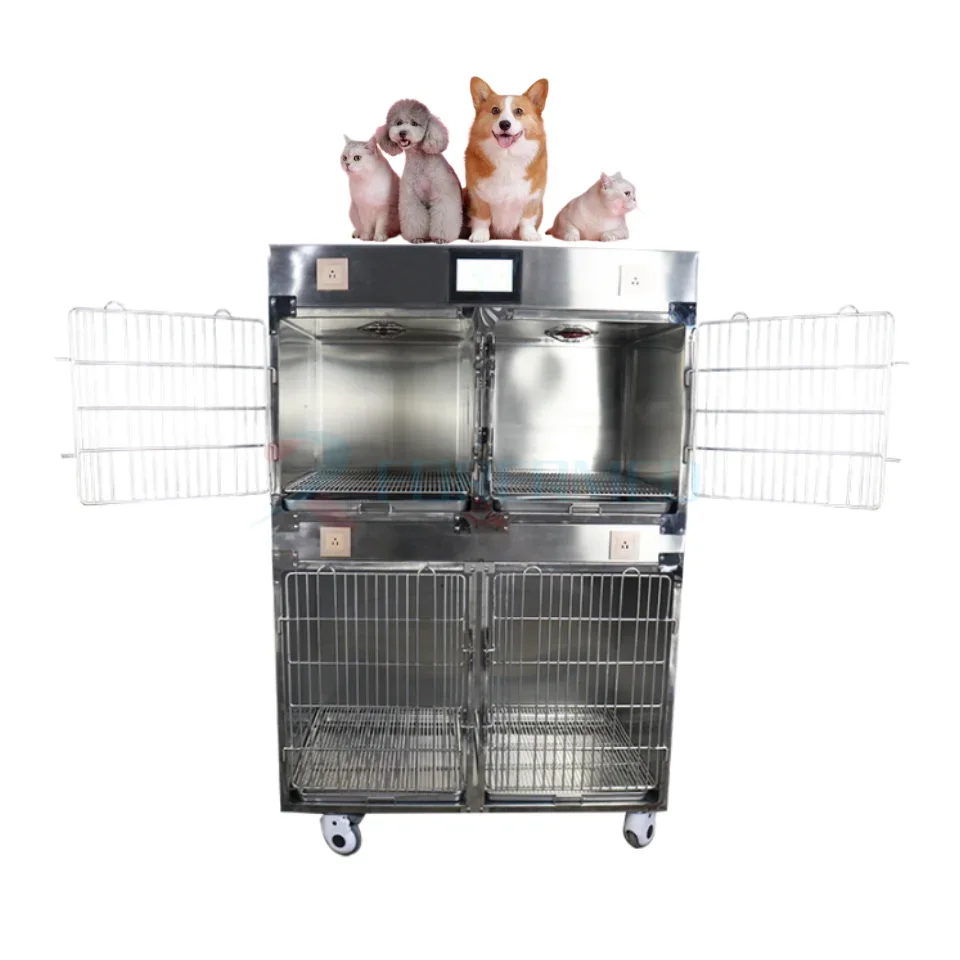 Vet Inpatient Chamber Luxury Pet Infrared Therapy Cage Animals Stainless Steel Pet Cage For Veterinary Hospital