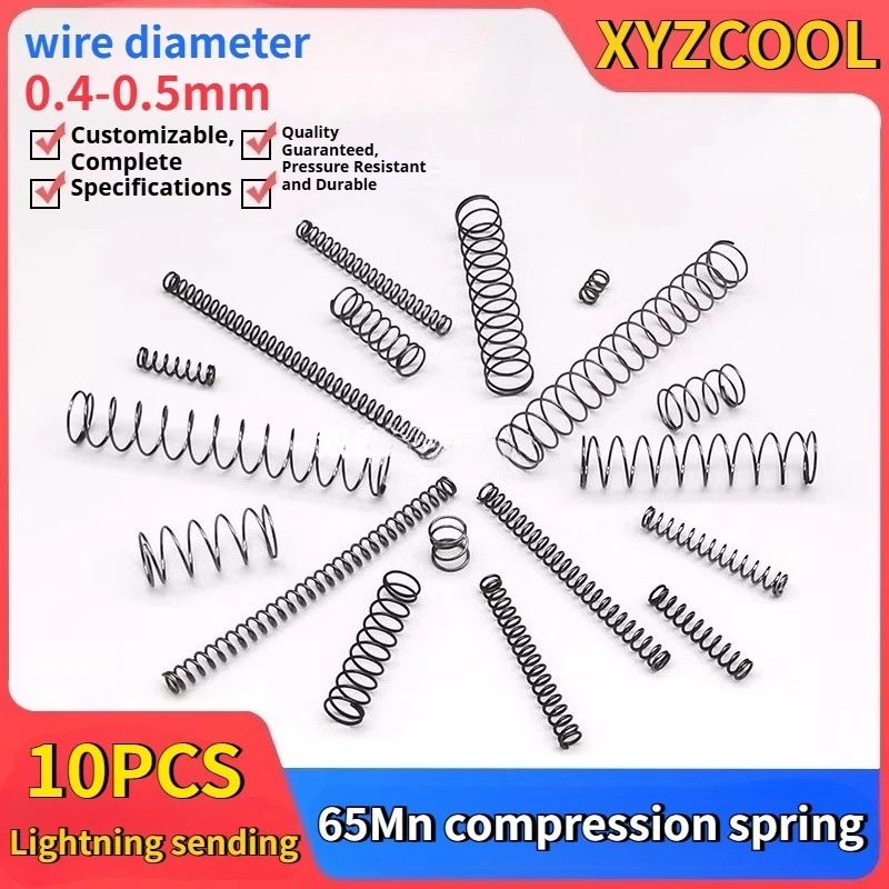 0.4-0.5mm wire diameter 65Mn compression spring ballpoint pen and tool pliers pressure spring can be customized for 10PCS