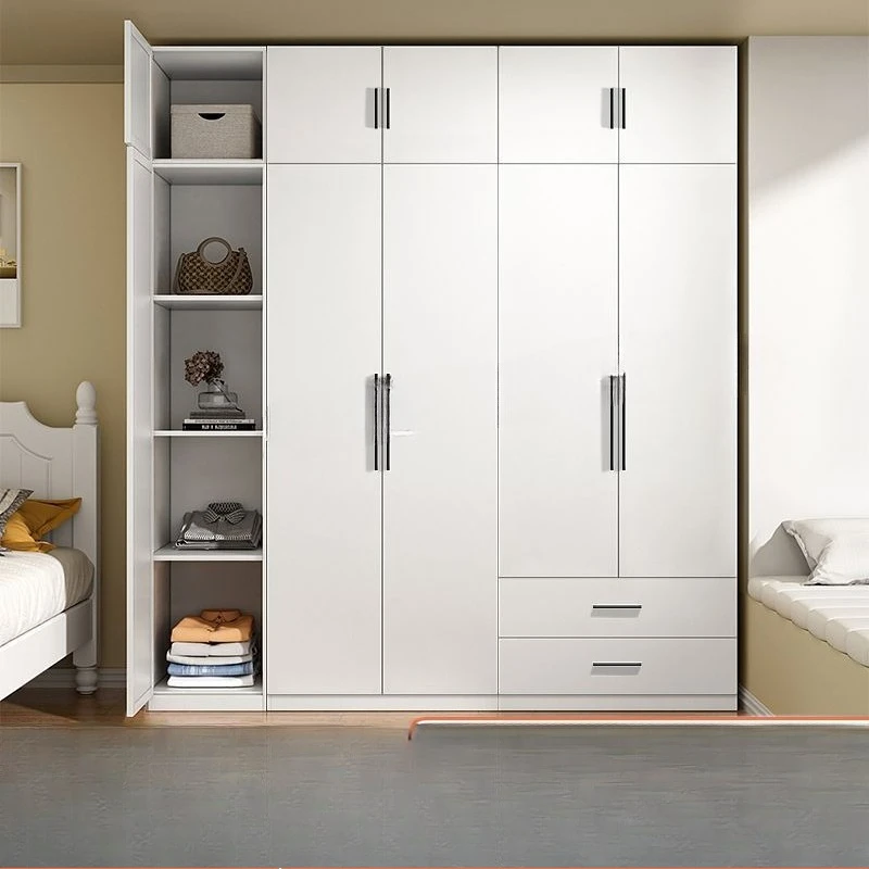 Light luxury steel wardrobe, modern and simple bedroom, Nordic style, cream style