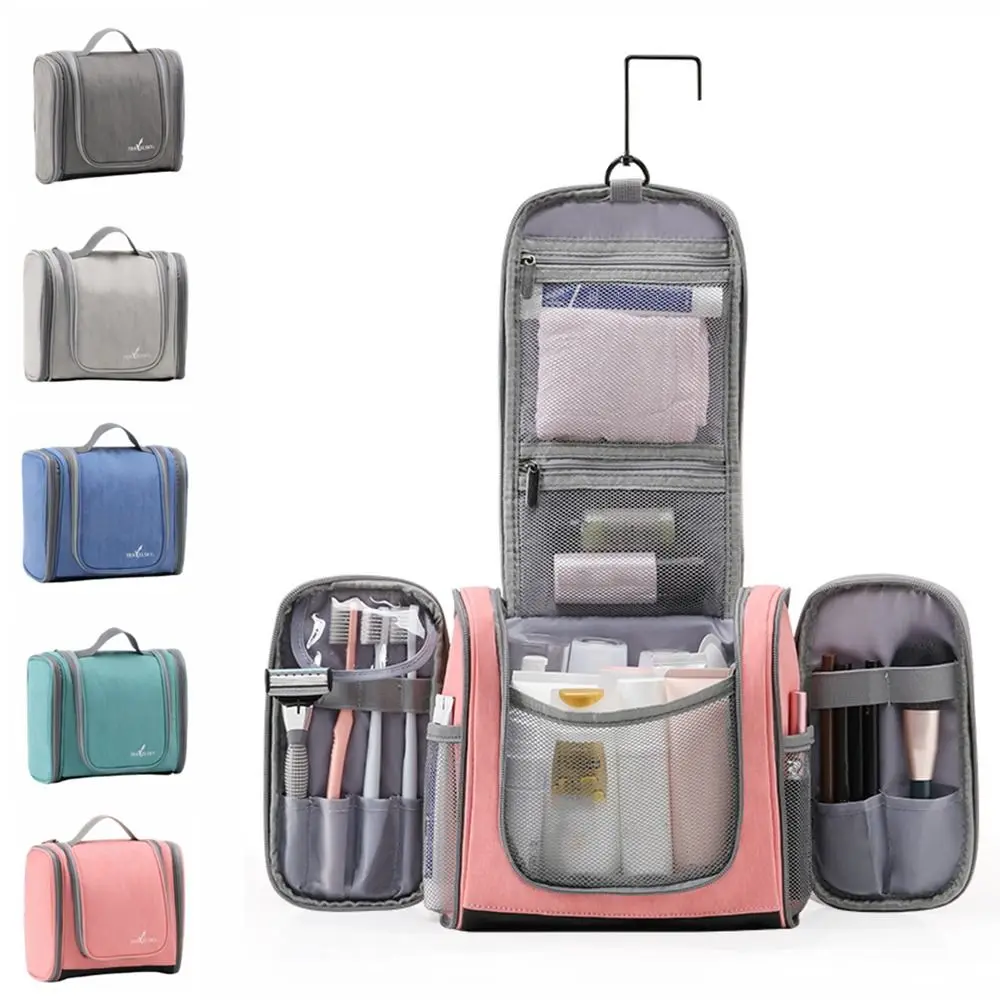 

Waterproof Women's Makeup Bag with Hook Foldable Hanging Travel Toiletry Bag Multi-Pocket Portable Travel Cosmetic Pouch
