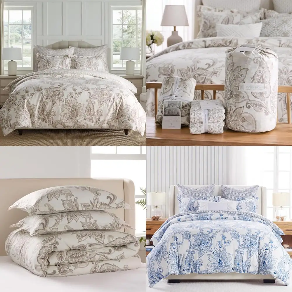 

Floral Paisley Taupe and Cream Duvet Cover Set with Standard Pillowcase - Twin Size, Elegant Bedding for Comfortable Sleep