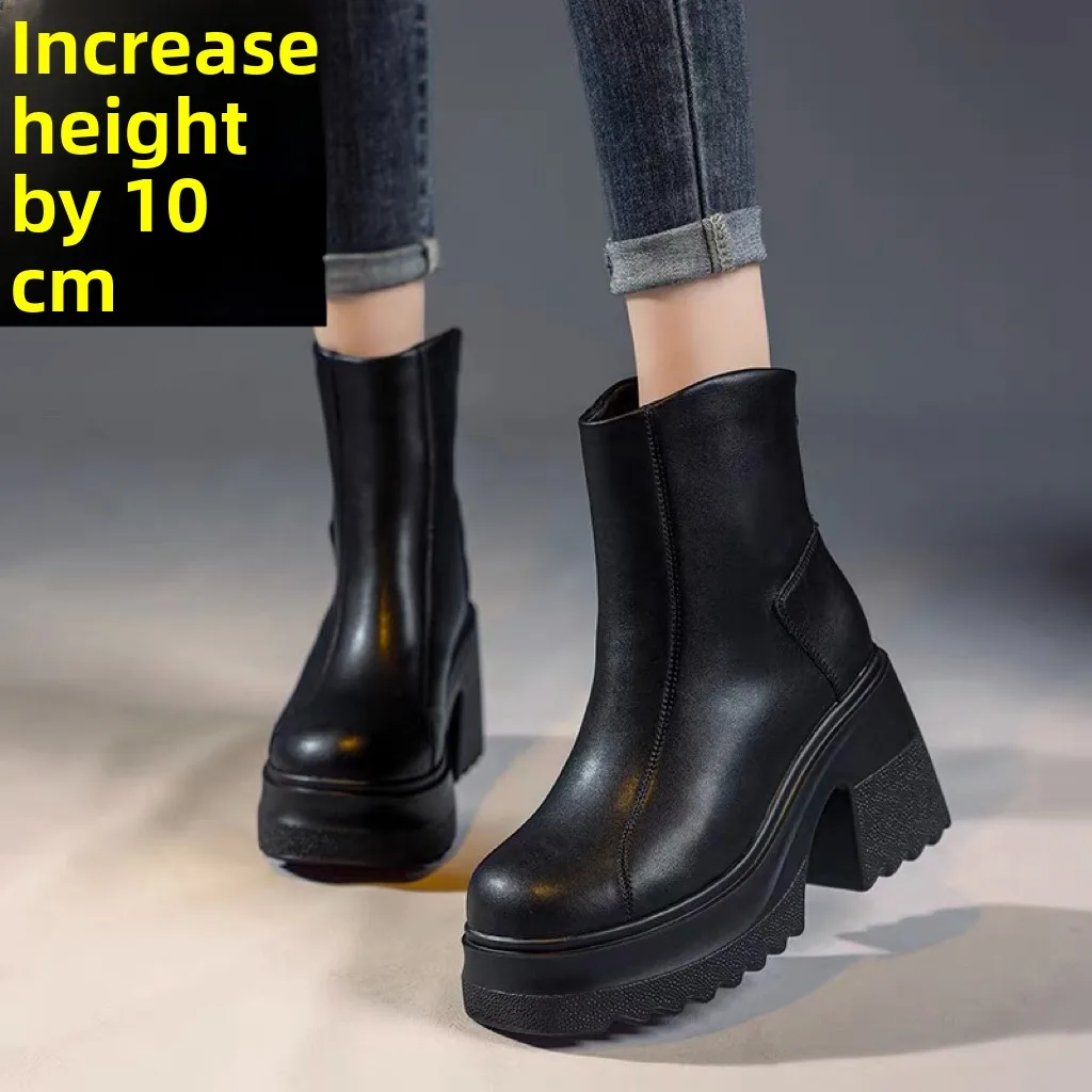 

Женские утепленные ботинки на ультравысоком каблуке 0 см, с круглым носком, на молнии, для осени и зимы