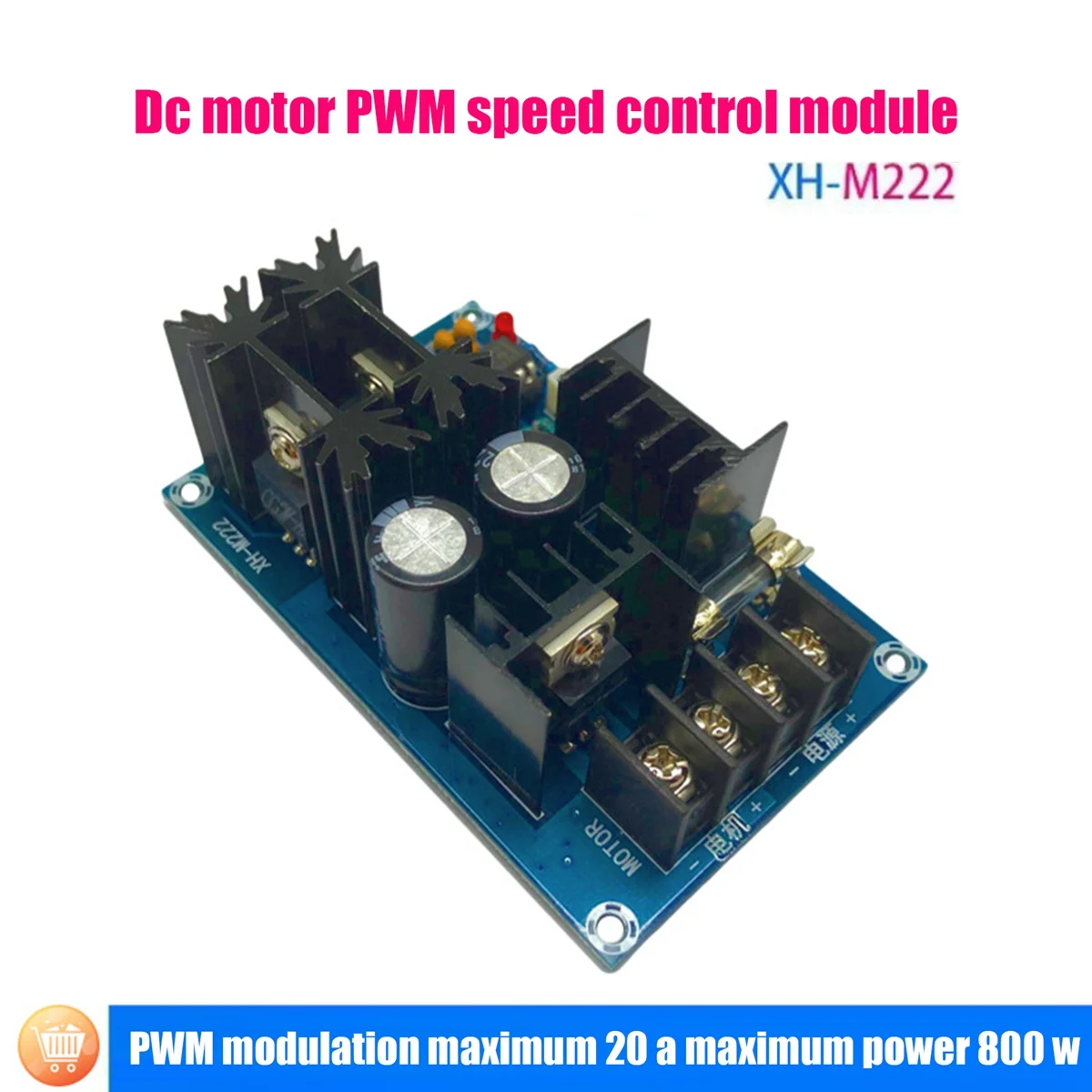 XH-M222 moduł regulacja prędkości silnika prądu stałego 800W wysokiej regulacja mocy płyta PWM regulacja prędkości prąd 20A Regulator napędu