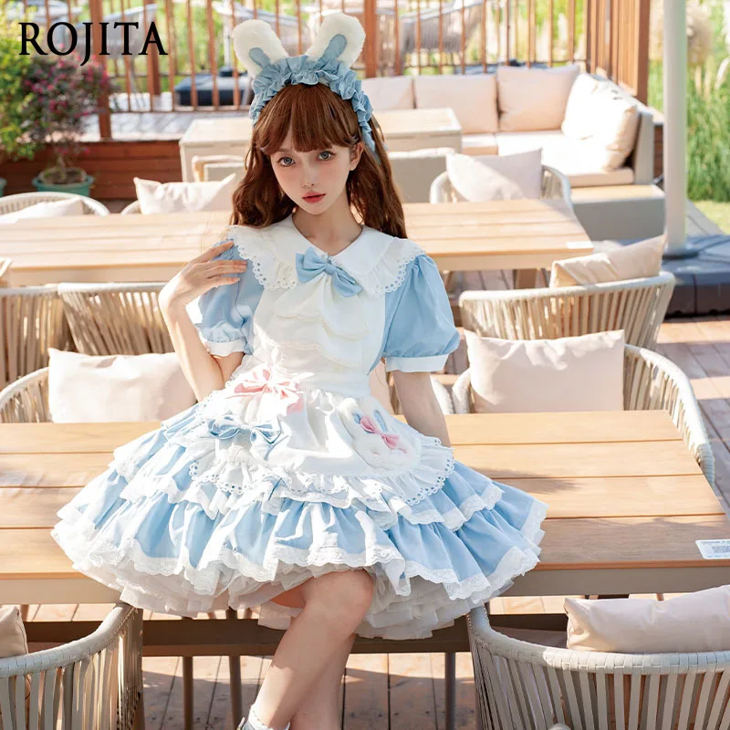 

Классическое платье горничной OP, новинка 2023 года, японское оригинальное черно-белое платье OP в стиле Лолиты с фартуком + KC