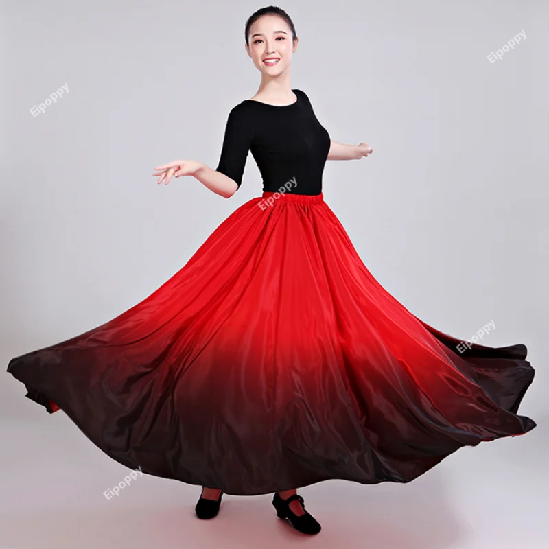 Dance Costume Spanish Gradient Elegant Flamenco Skirt Dress for Women Gypsy Plus Size Ballroom Bullfight Performance Clothing