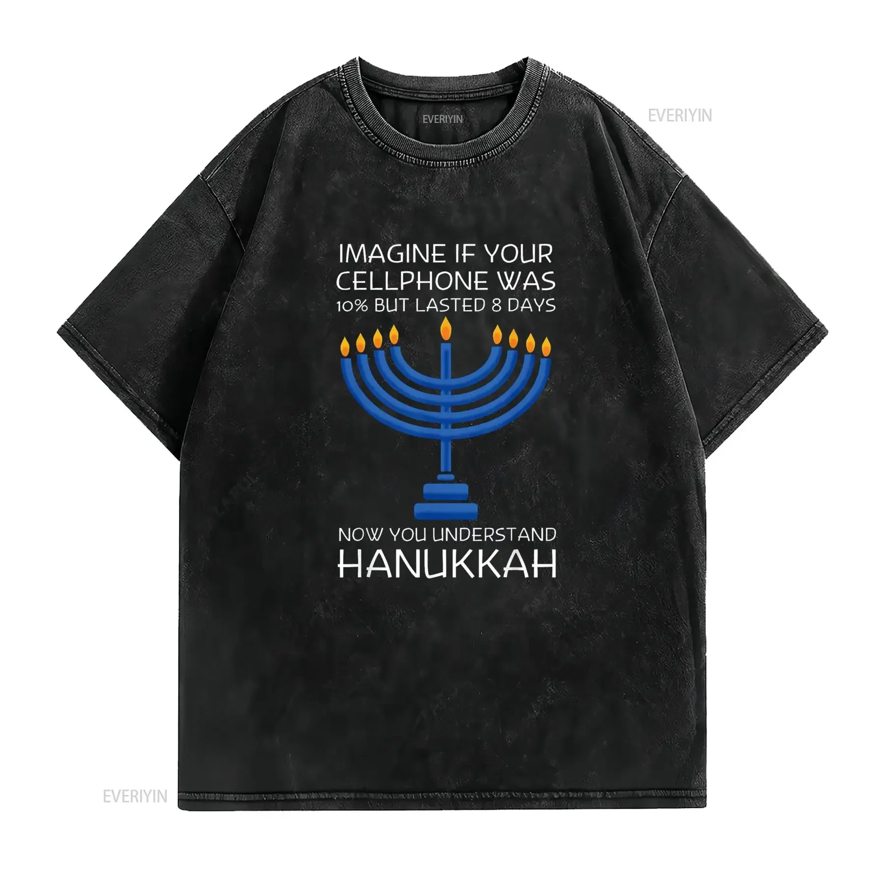 Hanukkah Festival Of Lights Latke Hanuka Jewish Chanukah T Shirt vintage Washed Top For Everyday Wear Comfortable Breathable