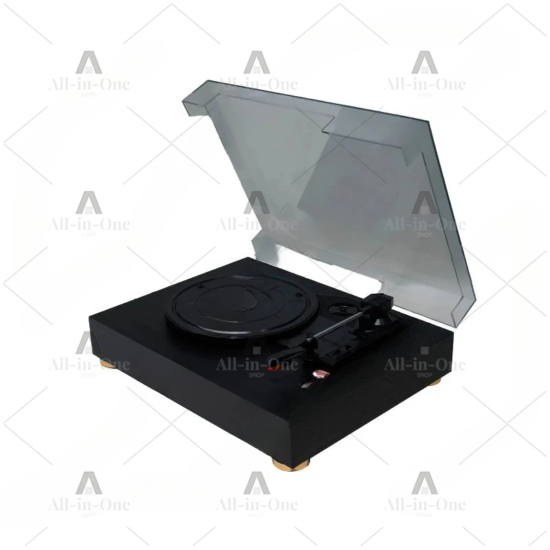 Portable vinyl record player acrylic dust cover desktop dual speaker system vinyl phonograph