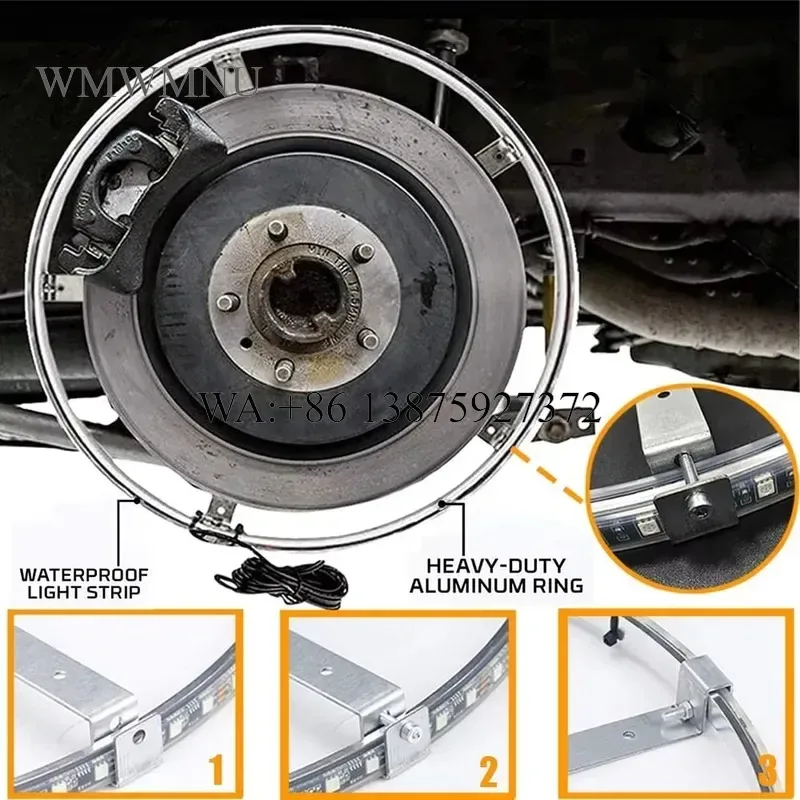 Wmwmnu APP Controlled Braking Function Light up RGB 17.5 Inch LED Wheel Tire Rim Ring Lights for Car SUV Truck Offroad