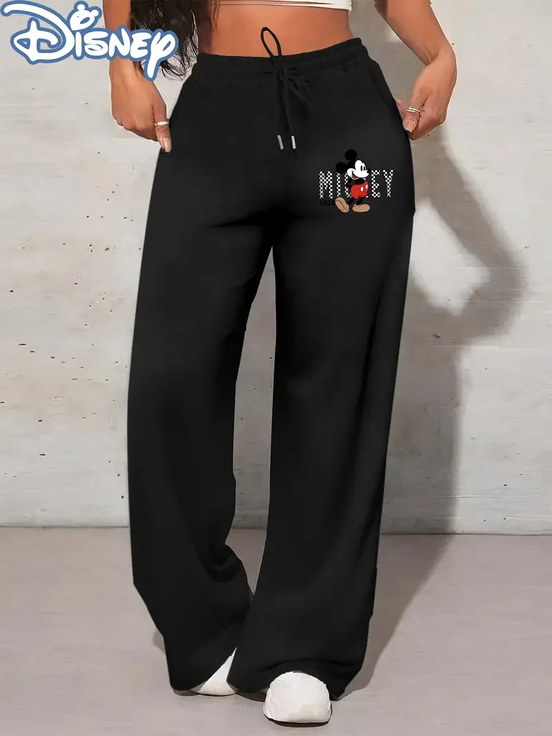 

Women's Disney Mickey Straight Pants Men Heavyweight Trousers Casual Autumn Winter Fleece Oversized Wide-Leg Trouser Sweatpants