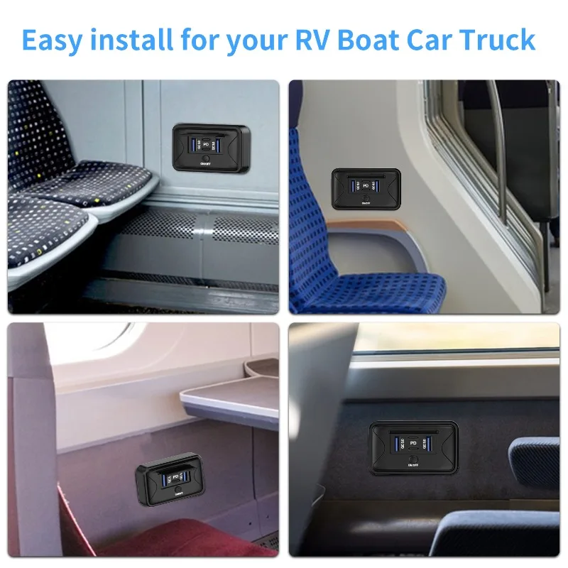 4-Port Vehicle Charger, 120W High-Power Charging Hub for RV/Bus/Marine Use