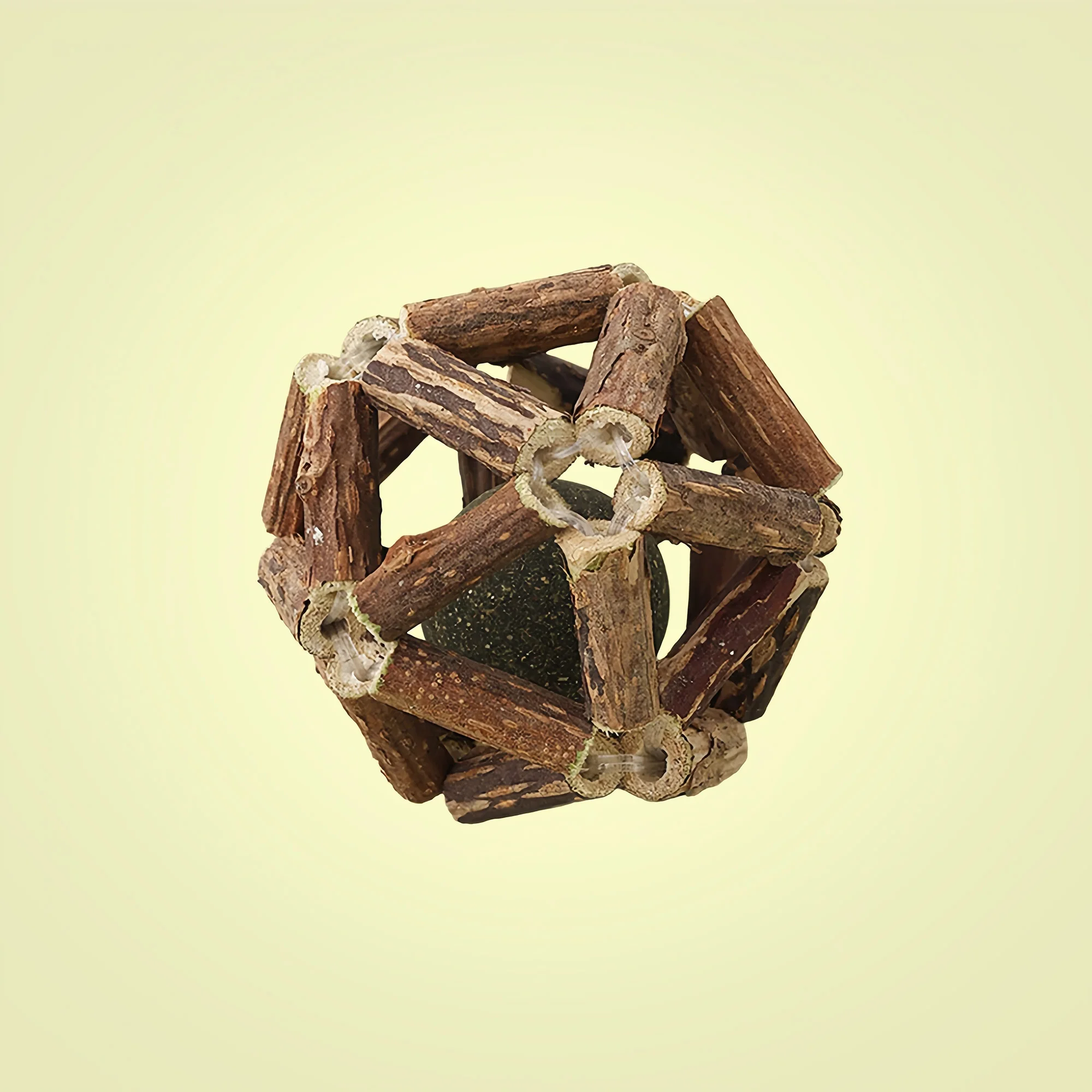 

​Natural Wooden Cat Toy Balls Silver Vine Catnip Filled Bell Sound for Dental Health Eco-Friendly Interactive Toys for Kittens
