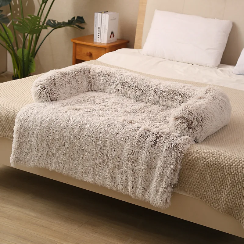 

Calming Dog Bed Dog Sofa Couch Beds for Small Dogs and Cats Fluffy Plush Dog Mats for Furniture Protector with Washable Cover