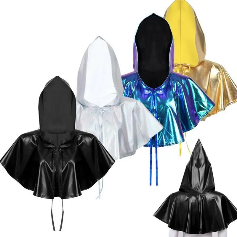 

Halloween Short Shawl Pointy Hat Cape Laceup Cosplay Costume Sweet Style Knitted Sweater round Neck Short Sleeve for Women