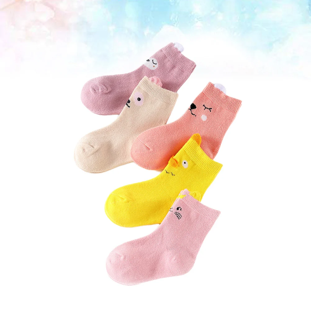 

5Pairs Kids Knee Socks Autumn Winter Non Slip Animal Sheep Stockings Cute Design Comfortable Breathable 5-8 Years