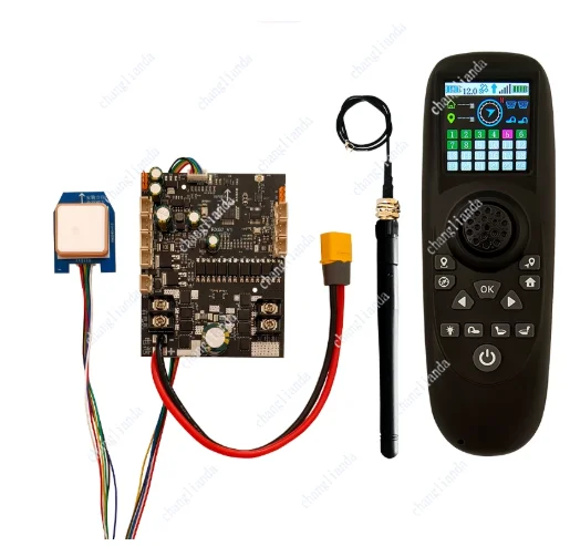 GPS high-speed nesting boat modified 8.4V 12V color screen remote control set one-click return