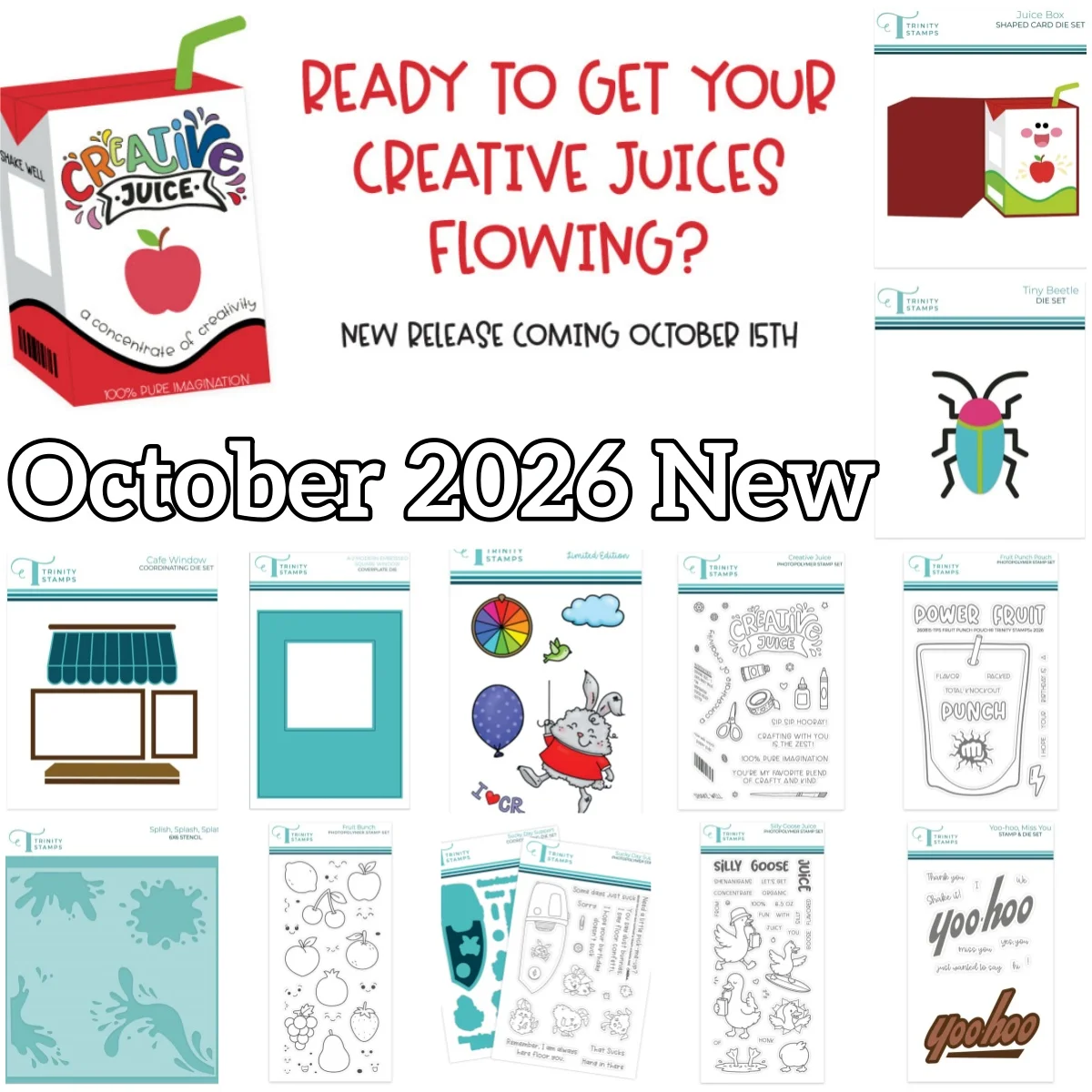 October 2026 Creative Juice Box Window Fruit Goose Metal Cutting Dies Clear Stamps Stencil for DIY Making Gift Card Scrapbook
