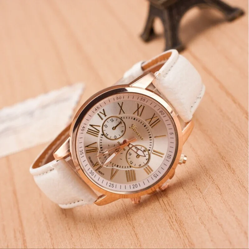 New Casual Leather Bracelet Wrist Watch Women Fashion White Ladies Watch Alloy Analog Quartz Watches Relogio Feminino