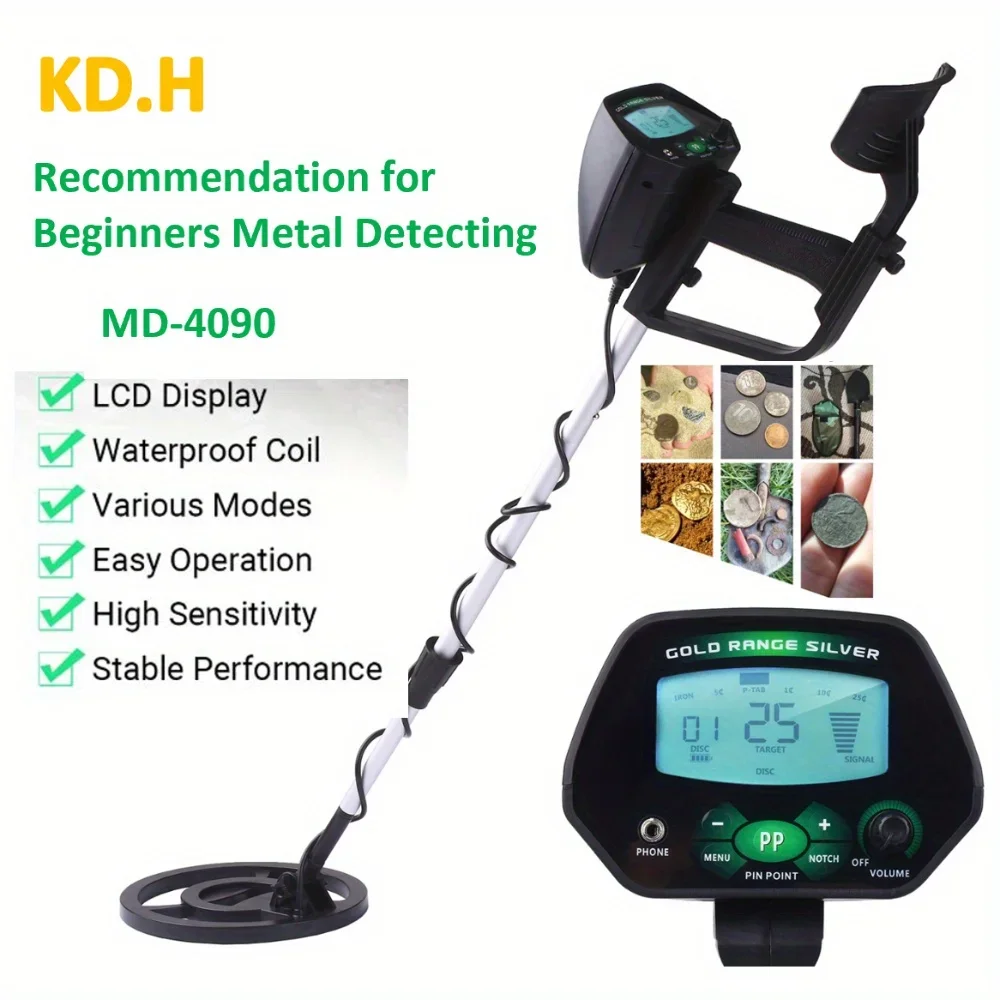 MD-4090 Professional Metal Detector Underground Gold Detector High Accuracy Metal Finder Waterproof Search Coil Seeker Treasure